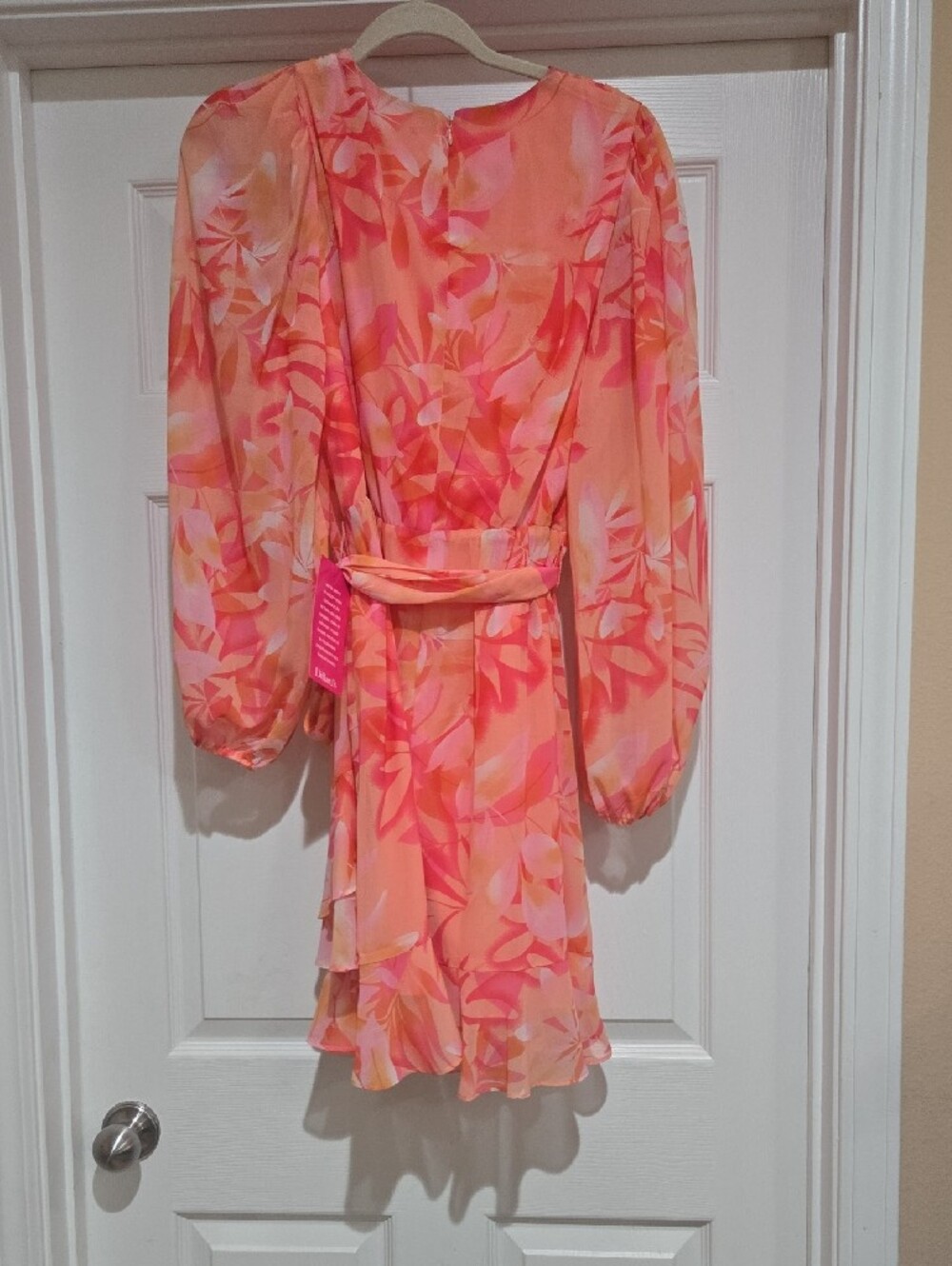 Alex Marie Coral & Pink Floral Print Wrap Dress Size 8 NEW - Picture 5 of 6
